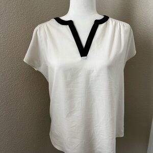 Banana Republic Factory Ivory Blouse with Black Accent